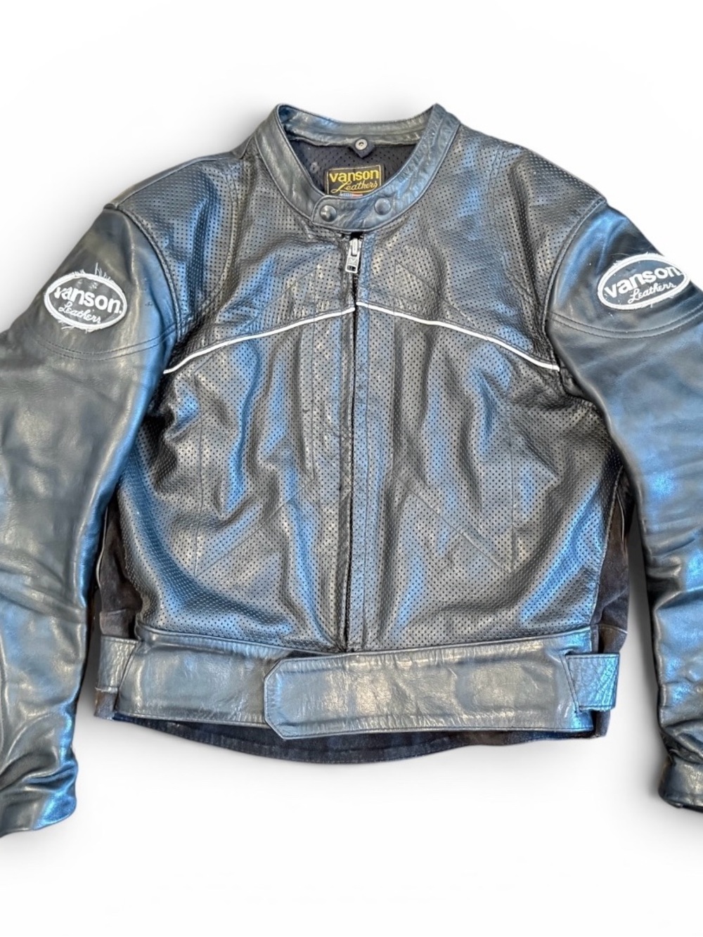 Vanson Leathers Perforated Motorcycle Jacket - Made in USA - Size 46